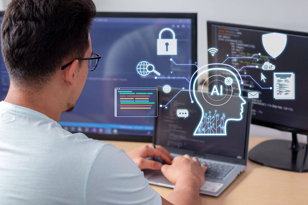 Man working with AI agents guardrails